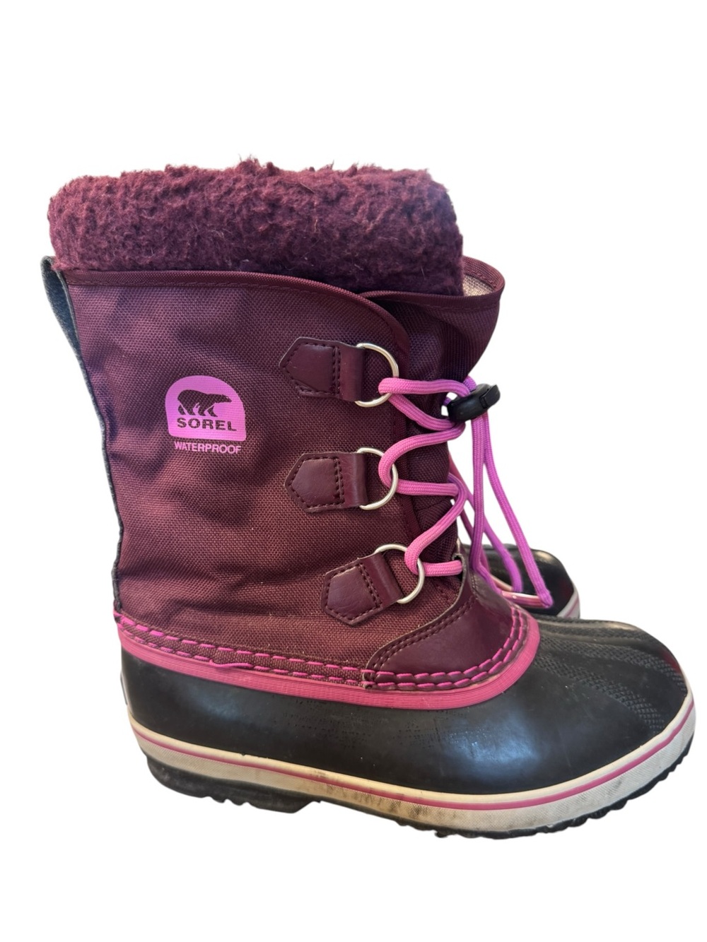Sorel Yoot Pac Nylon Waterproof Snow Boots, Purple Dahlia, Kids Size 4